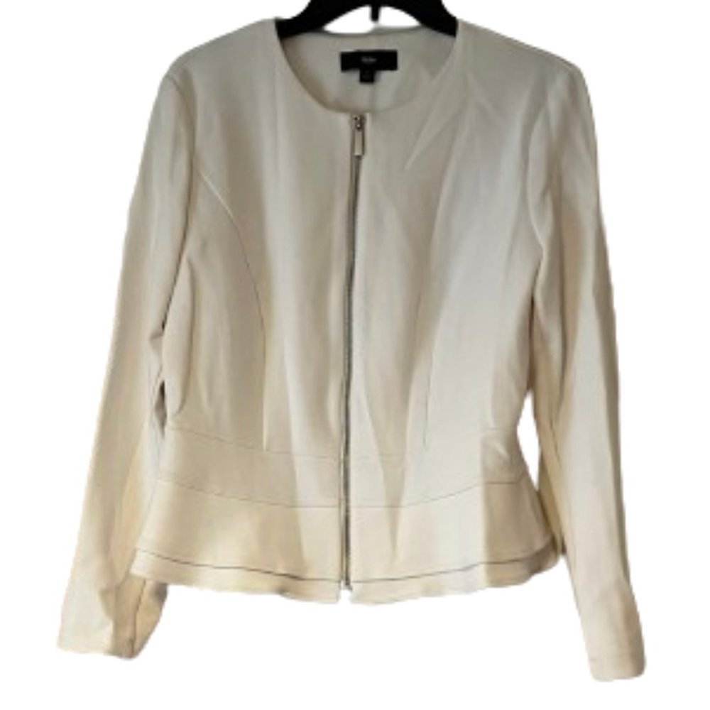 Mossimo Off-White Zip Front Blazer - Large
